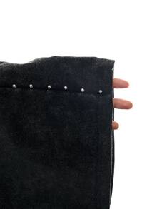 LYSMO Celana Longgar Kasual Ukuran Besar dengan Saku dan Paku Keling, Gaya Streetwear - Hitam - View 5