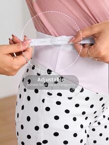 SHEIN Maternity Fashion Polka Dot Jeans - White - View 6