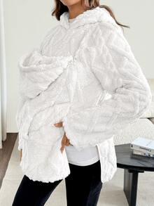 SHEIN Jaket Hoodie 3-in-1 Kasual Warna Polos untuk Ibu Hamil, Pakaian Harian - Putih - View 6