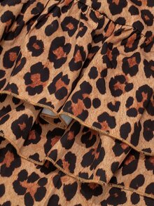 Balvessa Blus Kerah Ruffle Motif Leopard, Atasan Elegan untuk Beraktivitas dan Streetwear - MultiWarna - View 5