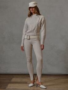 MUSERA Legging Rajut Ketat Model Skinny untuk Musim Gugur dan Musim Dingin, Cocok untuk Sehari-hari, Kasual, untuk Acara Jalan-jalan, Gaya Keren, Festival, dan Pesta. - Aprikot - View 1