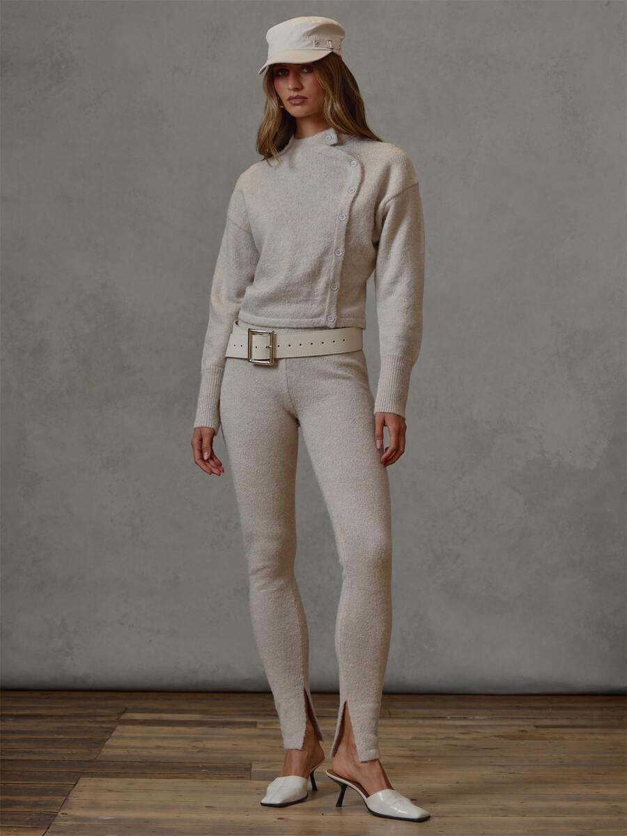 MUSERA Legging Rajut Ketat Model Skinny untuk Musim Gugur dan Musim Dingin, Cocok untuk Sehari-hari, Kasual, untuk Acara Jalan-jalan, Gaya Keren, Festival, dan Pesta. - Aprikot - View 1