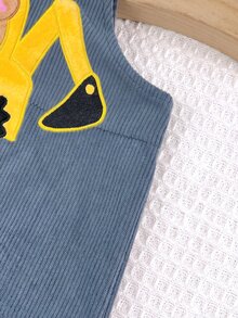 SHEIN 男嬰挖土機刺繡休閒吊帶褲 - 彩色 - 查看 5