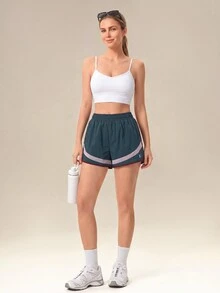 OutZeal Women Sports Shorts Gym Running Casual Elastic Waist Mesh Panel Shorts - Dark Grey - View 4