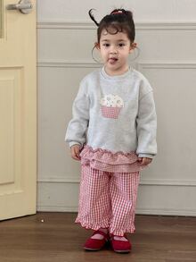DAZY Infant (Girl) Round Neck Ruffle Trim Long Sleeve Sweatshirt - Grey - View 7