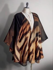 SHEIN ICON 女款大尺碼性感虎紋印花約會洋裝 - 彩色 - 查看 1