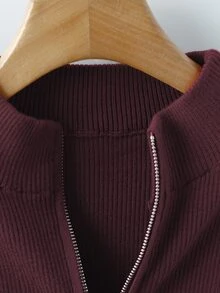 Linhara CURVE Plus Size Women's Solid Color Casual Daily Long Sleeve Sweater - Burgundy - View 5