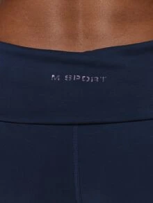 Musera Sport Fold Over Waist Wide Straight Leg Yoga Style Soft Touch Active Coord Trouser Only Sport Essentials Basics Gym Workout Autumn Fall Winter - Navy Blue - View 5