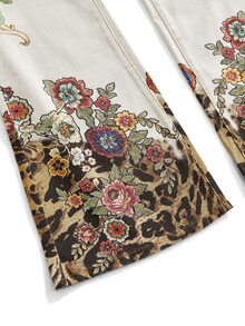 ROMWE Vintage Y2K Leopard & Floral Print Low Waist Flare Jeans - Multicolor - View 4
