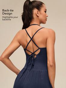 OutZeal Women Outdoor Jumpsuit Casual Daily Studio Bra-In Removable Pads Vest Straight Leg One-Piece Summer - Navy Blue - View 3