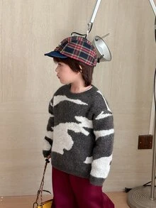 DAZY Infant (Boy) Round Neck Colorblock Casual Long Sleeve Sweater - Light Grey - View 7