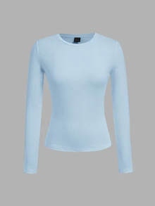 CovetEZ 3PCS Women Round Neck Long Sleeve T-Shirts - Multicolor - View 8