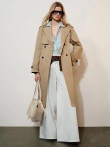 Aveloria Modichic Jaket Trench Coat Lengan Panjang Berkerah Kancing Mewah dan Elegan - Khaki - View 6
