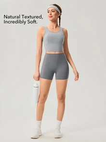 OutZeal Women Sports Bra Daily Casual Soft Stretch Bra-In Back Cut-Out Design Active Tops - Dark Grey - View 4