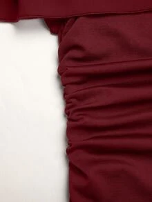 SHEIN Teen Girls Partywear Red Elegant Tight Fitted Dress Wedding Formal Dinner Summer - Burgundy - View 8