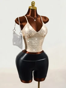 Mistrie Women's Solid Color Casual Versatile Everyday Camisole Top - Gold - View 8