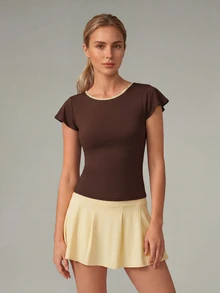 OutZeal Women Sports Tee Casual Yoga Buttery Soft Slim Fit Short Sleeve T-Shirt - Coffee Brown - View 8