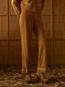 MOTF STUDIO CELANA PANJANG KAKI BAJA SUEDE BELUDRU UNTUK WANITA MUSIM GUGUR/DINGIN - Coffee Brown - View 5