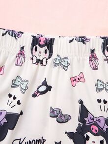 HELLO KITTY AND FRIENDS | SHEIN Tween Girls Cartoon Print Spaghetti Strap Top & Shorts Loungewear Set - White - View 5
