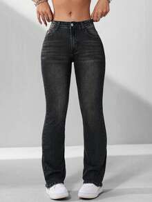 Jeanoix Women's Slim Fit Casual Versatile Denim Jeans With Pockets - Black - View 3