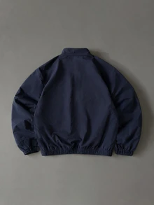 PAVTROS Men's Patchwork Jacket, Cleanfit Minimalist Style, Niche Unique Design, Luxury High-End, Dark Techwear, Avant-Garde Deconstruction, Cleanfit Minimalist, Unisex Couple Outfit, Holiday Gift - Navy Blue - View 2