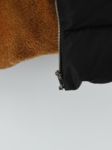 SHEIN Clasi 大尺碼連帽長袖拉鍊絎縫素色冬季加厚棉襖 - 黑色 - 查看 4