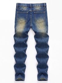 Kids Tween Boy Distressed Skinny Casual Denim Jeans With Pockets - Medium Wash - View 2
