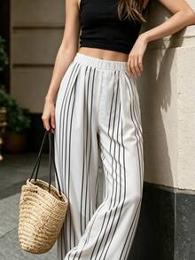 Breezaya Women's Casual Striped Colorblock Pocket Loose Sweatpants - Apricot - View 5