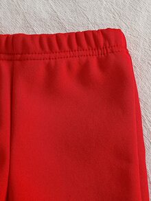 SHEIN Playful Pals 2件組新生兒男嬰女嬰衛衣＋長褲套裝，可愛紅白條紋熊貼布，長袖圓領加厚款，聖誕冬季節日，羅紋袖口 - 紅色 - 查看 11
