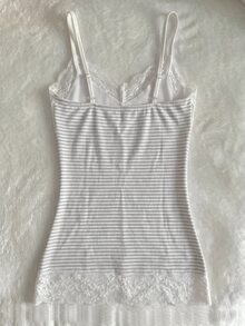 IslaSuriya Women's Lace Patchwork Slim Fit Camisole Tank Top - Grey - View 2