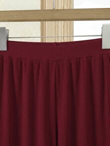 Rusticease Women's 2 In 1 Patchwork Long Sleeve Top And Pants Casual Daily Two Pieces Set - Burgundy - View 7