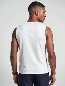 TekDrob Anti-Odor Modal Henley Tank Top - White - View 3