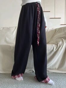 DAZY Women's Drawstring Waist Casual Daily Home Pajama Bottoms - Navy Blue - View 1