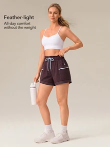 OutZeal Women Sports Shorts Hiking Camping Running Water-Resistant Elastic Waist With Pockets Summer Shorts - Bold Plum - View 2