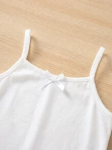 SHEIN 女童 3件組 白色羅紋針織細肩帶背心 開學季 - 白色 - 查看 6