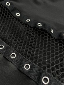 SHEIN CURVE+ Quần legging size lớn phong cách punk phối patchwork lưới đan rỗng khoét lỗ - màu đen - Xem 5