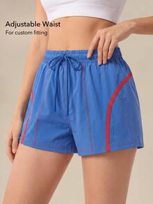 OutZeal Women Sports Shorts Gym Running Workout Water-Resistant Lightweight Elastic Waist Summer Shorts - Royal Blue - View 3
