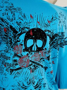SHEIN ICON Plus Size T-Shirts - Blue - View 6