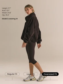 GLOWMODE Cozy Thick Polar Fleece Soft Warm Relaxed Fit Elastic Hem Long Sleeve Jacket With Multi Pockets Daily Casual Winter - Chocolate Brown - View 2