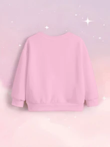 SHEIN X Care Bears Young Girl Round Neck Cartoon Pattern Cute Sweatshirt - White - View 7