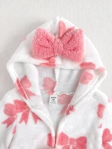 SHEIN Baby Girl Cute Bow Fluffy Pajamas - Pink - View 6