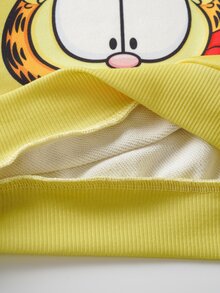 GARFIELD | SHEIN 小男孩圓領卡通角色印花衛衣與長褲套裝 - 黃色 - 查看 10