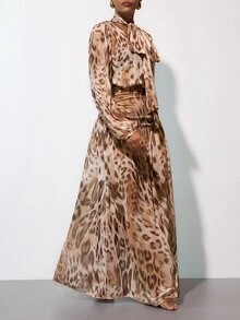 Zivah New Elegant Jamaican European Tropical Brown Animal Print Waist Pleated Design Bohemian Vacation Dress Cover-Up Beach Summer - Multicolor - View 9