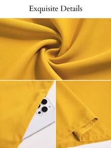 Brilight Women Wide Leg Jumpsuit, Bowknot Spaghetti Strap Backless Ruched Satin Romper, Vacation Outfit For Holiday Garden Party Mustard Yellow Summer - Mustard Yellow - View 8