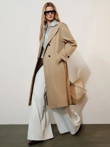 Aveloria Modichic Jaket Trench Coat Lengan Panjang Berkerah Kancing Mewah dan Elegan - Khaki - View 4