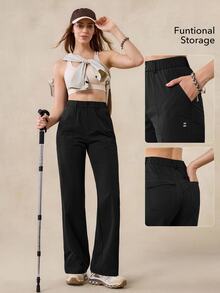 OutZeal Women Outdoor Pants Camping Hiking Water-Resistant Stretch Slim-Fit Flared Leg Outdoor Bottom - Black - View 4