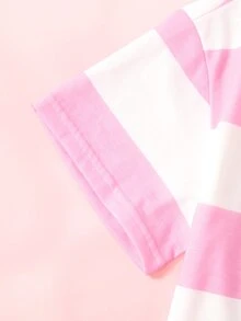 HELLO KITTY AND FRIENDS | SHEIN تي شيرت كاجوال يومي بأكمام قصيرة مطبوع برسومات كرتونية للفتيات المراهقات - وردي - مشاهدة 5