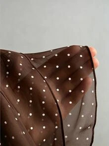 Sweetra 女款波點休閒百搭日常穿搭掛脖上衣 - 棕色 - 查看 5