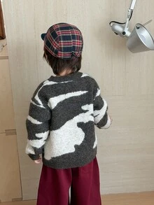 DAZY Infant (Boy) Round Neck Colorblock Casual Long Sleeve Sweater - Light Grey - View 2