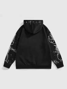 ROMWE Street Life Plus Size Women's Eye Pattern Casual Everyday Sweatshirt - Black - View 2